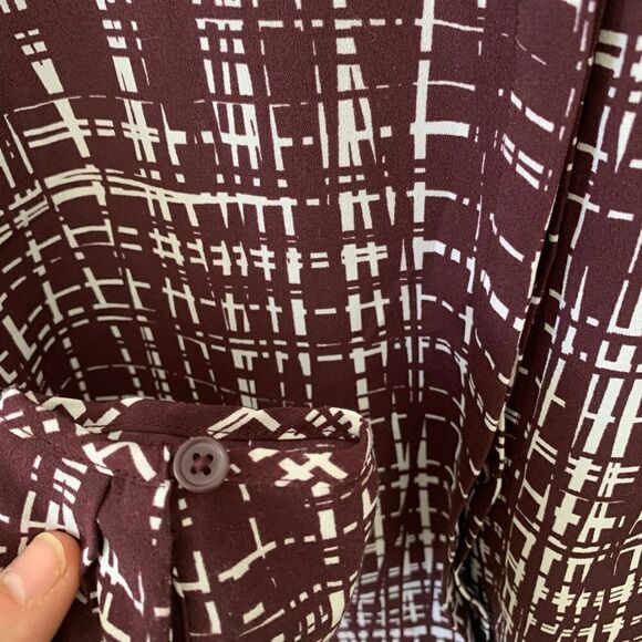 Banana Republic Factory Burgundy White Blouse - Picture 6 of 10